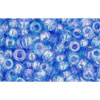 cc163b - perles de rocaille Toho 8/0 transparent rainbow dark aqua (10g)