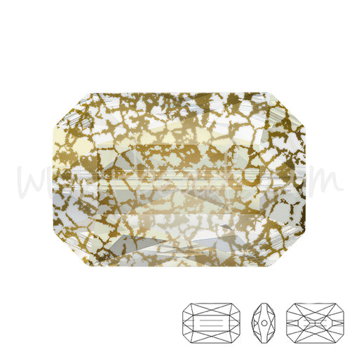 Achat Perle Swarovski 5515 Emerald cut crystal gold patina 18x12mm (1)