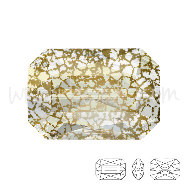 Perle Swarovski 5515 Emerald cut crystal gold patina 18x12mm (1)