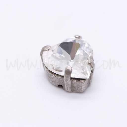 Serti à coudre pour Swarovski coeur 4831 11mm argenté vieilli (2)