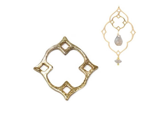 Connecteur pendentif diamant petit en argent 925 et doré - 13 mm (1)