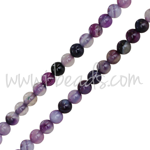 Perles rondes agate violet 4mm sur fil (1)
