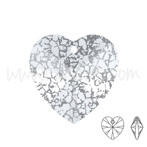 Pendentif coeur Swarovski 6228 crystal silver patina effect 10mm (1)