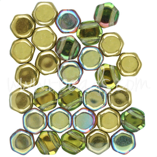 Perles Honeycomb 6mm topaz gold rainbow (30)
