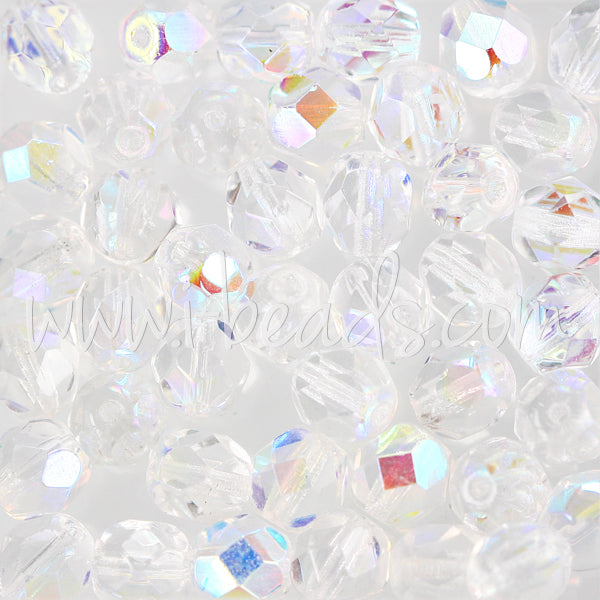 Perles facettes de bohème crystal ab 6mm (50)