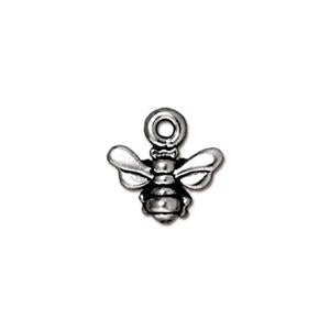 Charm abeille métal plaqué argent vieilli 11mm (1)