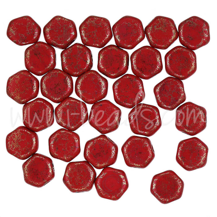 Honeycomb Perlen 6mm red luminous (30)