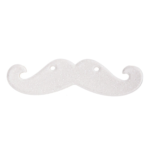Kaufen Sie Perlen in der Schweiz Moustache Anhänger Plexiglas Acryl glitter weiß 20x80mm (1)
