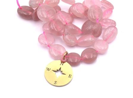 Kaufen Sie Perlen in der Schweiz Anhänger mit den Himmelsrichtungen, flach rund Edelstahl vergoldet 19mm (1)