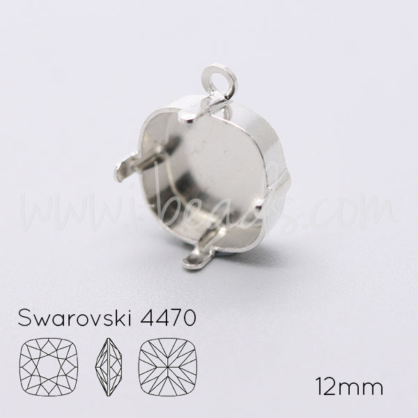 Serti pendentif pour Swarovski 4470 12mm argenté (1)
