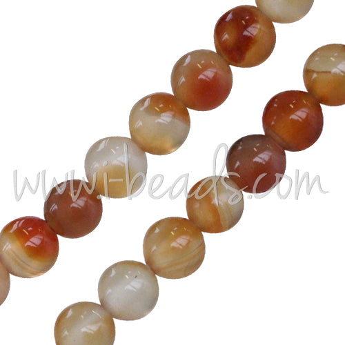 Perles rondes agate orange 6mm sur fil (1)