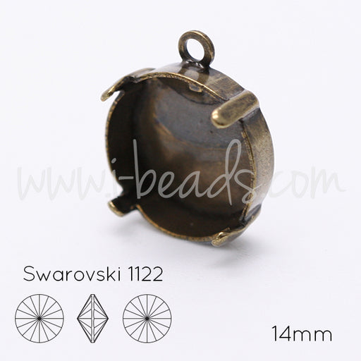 Serti pendentif pour Swarovski 1122 rivoli 14mm laiton (1)