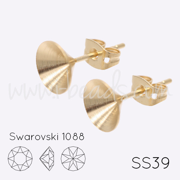 Serti boucle d'oreilles coniques pour Swarovski 1088 SS39 doré  (2)