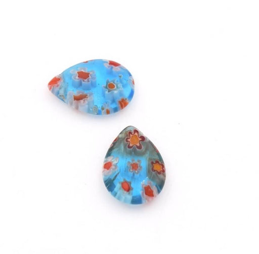 Achat Millefiori Goutte 14mm BLEUE CLAIR (2)