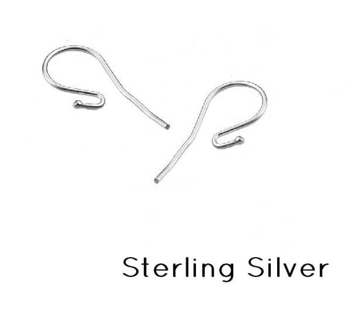 Boucles d'oreilles Crochets argent 925 15mm boule:1.2mm (2)