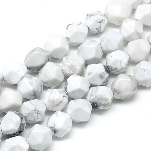 Kaufen Sie Perlen in der Schweiz Vieleck, facettiert, Weißer Howlith, 10x9 mm, Bohrung: 1 mm-(3 stuck)