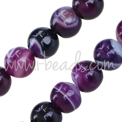 Perles rondes agate violet 8mm sur fil (1)