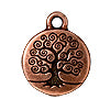 Pendentif arbre métal cuivré vieilli 18mm (1)