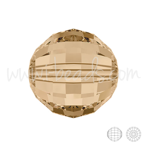 Achat Perle chessboard Swarovski 5005 crystal golden shadow 12mm (1)