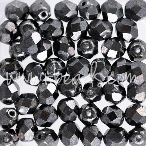 Achat Perles facettes de boheme hematite 6mm (50)