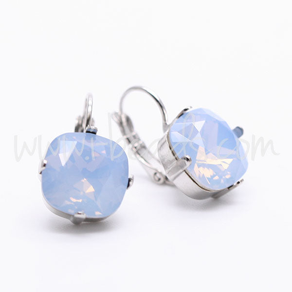 Serti boucle d'oreilles pour Swarovski 4470 12mm rhodié  (2)