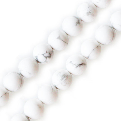 Perles rondes howlite blanc 6mm sur fil (1)