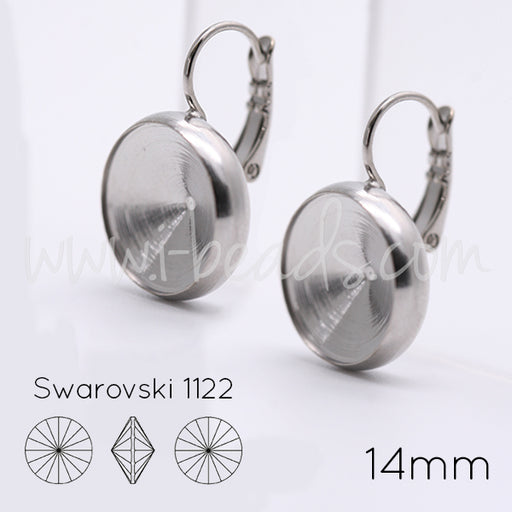 Ohrringfassung für Swarovski 1122 Rivoli 14mm Rhodium (2)