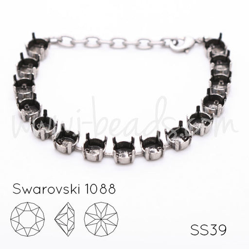 Bracelet sertir pour 15 Swarovski 1088 SS39 argenté vieilli (1)