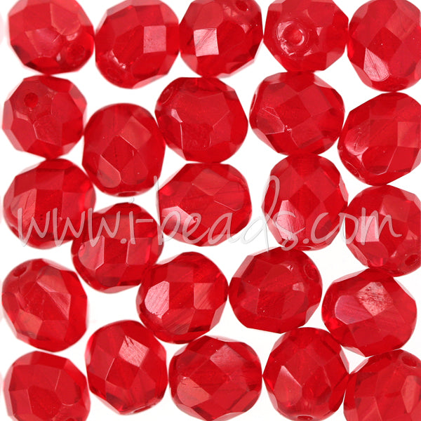 25 Perles Facettes De Bohème 6mm Rubis AB - Preciosa - Neuf - France