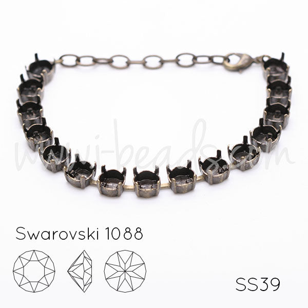 Armbandfassung für 15 Swarovski 1088 SS39 Messing (1)