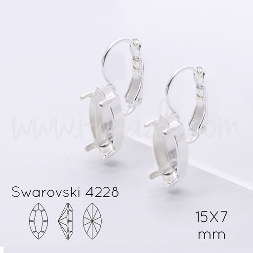 Ohrringfassung für Swarovski 4228 Rübchen 15x7mm silber-plattiert (2)