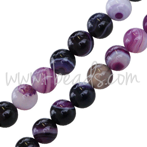Perles rondes agate violet 6mm sur fil (1)