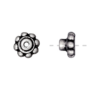 Achat Perle rondelle precision métal finition argenté vieilli 6mm (2)
