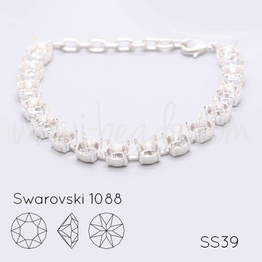 Armbandfassung für 15 Swarovski 1088 SS39 silber-plattiert (1)