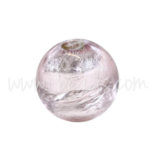 Achat Perle de Murano ronde améthyste et argent 8mm (1)