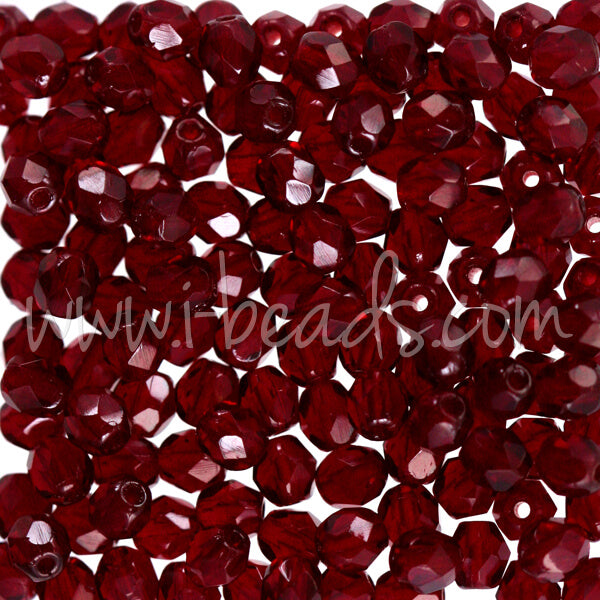 Lot De 100 Perles Facettes De Bohême Preciosa 3 Mm - Couleur Grenat AB (irisé) - Origine France