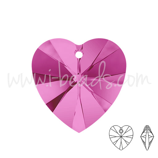 Achat pendentif coeur swarovski fuchsia 10mm (2)