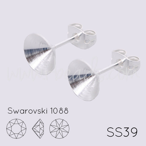 Serti boucle d'oreilles coniques pour Swarovski 1088 SS39 argenté  (2)