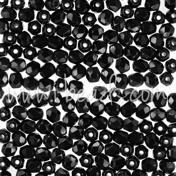 Perles facettes de boheme jet 3mm (50)