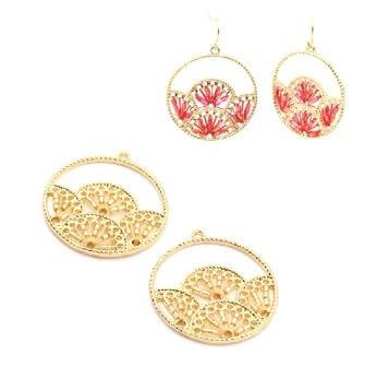 Achat Pendentif cercle-éventail doré et perles Tube Doré 35mm (2)