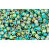 cc179f - perles de rocaille Toho 11/0 transparent rainbow frosted green emerald (10g)
