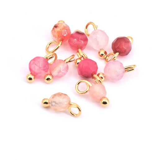 Charms perlen natürliche Rosenmischung Quarz 4 mm + Nietstifte vergoldet qualitat (10)