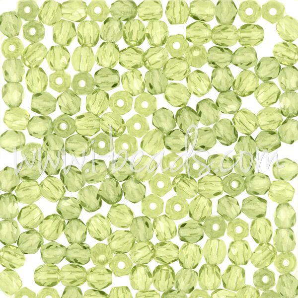 Perles facettes de bohème olivine 3mm (50)