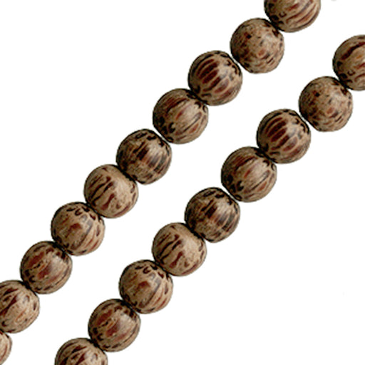 Perles ronde bois de palmier 6mm sur fil (1)