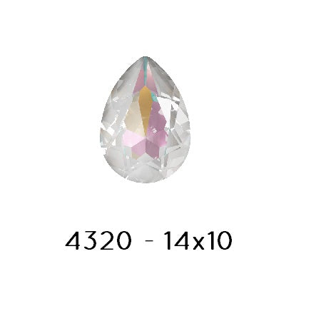 Achat Swarovski 4320 Fancy Stone PEAR- Crystal Light grey DELITE-14x10mm (1)