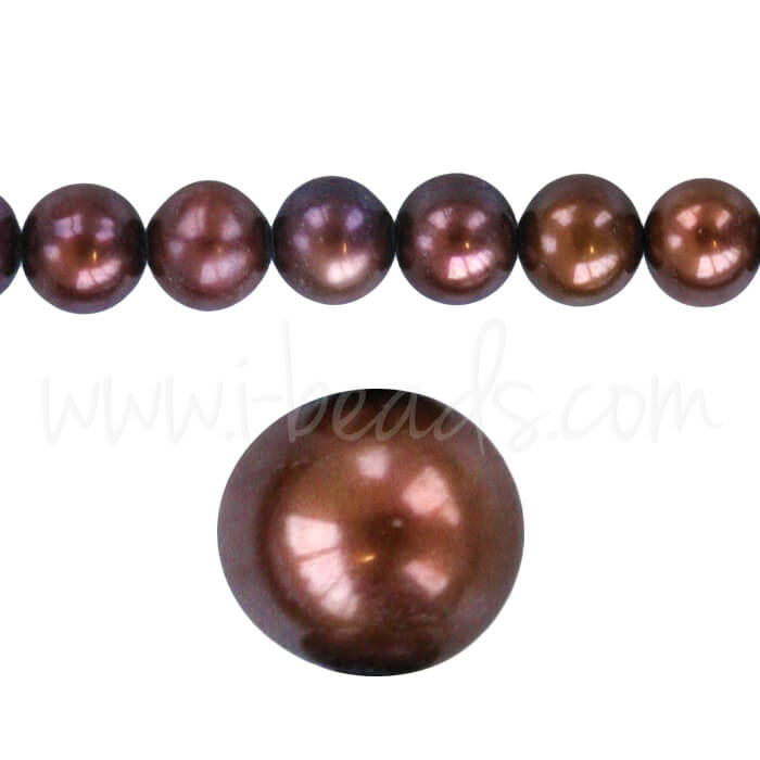 Süsswasser Perlenstrang Kartoffelform Metallic Copper Mix 5.5mm (1)