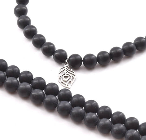 Perles rondes Onyx noir MAT 8mm sur fil 38 cm 46 perles (1 fil)