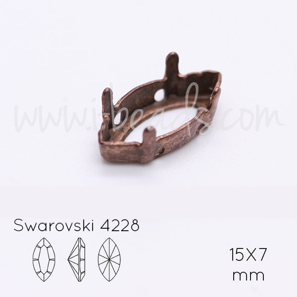 Serti à coudre pour Swarovski 4228 navette 15x7mm cuivré (1)