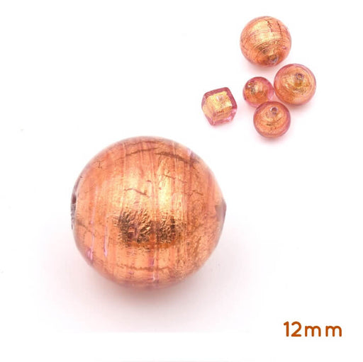 Kaufen Sie Perlen in der Schweiz Murano Glasperle Rund cuivre und Gold 12mm (1)