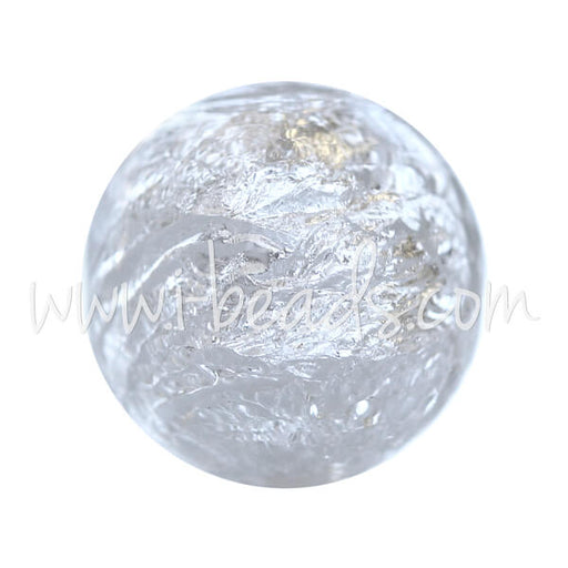 Kaufen Sie Perlen in der Schweiz Murano Glasperle Rund Kristall und Silber 12mm (1)